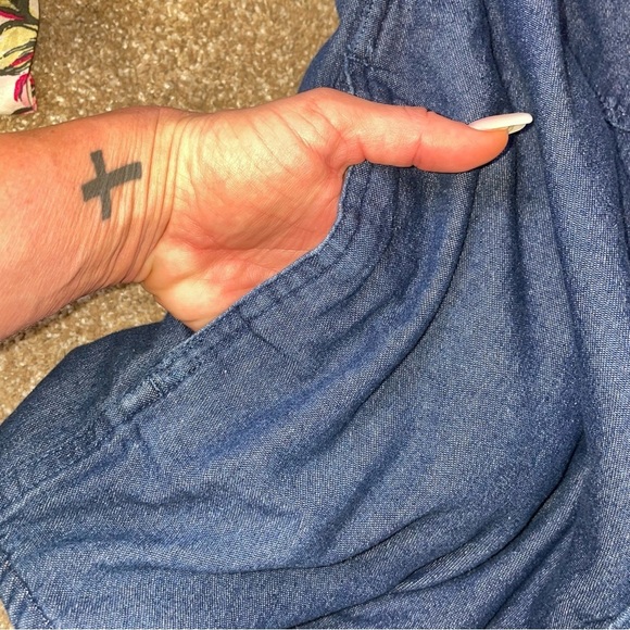 Wrangler Men’s Denim Trucker Jacket Blue Polyester Lined L Chambray Shacket - Picture 9 of 10